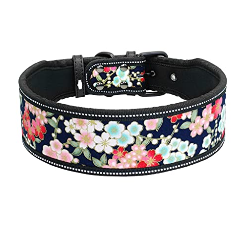Nylon-Hundehalsband, reflektierend, atmungsaktiv, gepolstert, gestreift, Pitbull, Deutscher Schäferhund, mittelgroß, Hundehalsband, S, M, L (Farbe 1 klein) von UOHUFIDABFD