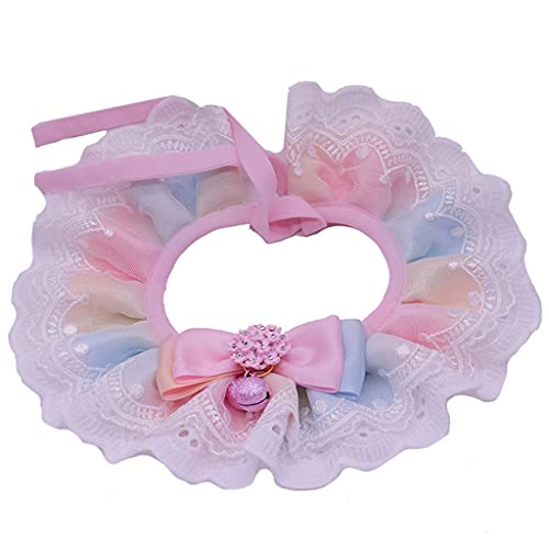 Spitzen-Halsband für Katzen, Regenbogen-Schmuck, Hunde-Lätzchen, Schleifen, Haustier-Halskette, niedliches Kätzchen-Zubehör für Geschenke von UOHUFIDABFD