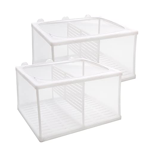 UOIENRT 2 Stück Aquarium-Züchternetz, Kunststoffrahmen, Zuchtbox mit Saugnapf, Fischisolation, Brutkasten für Aquarium von UOIENRT