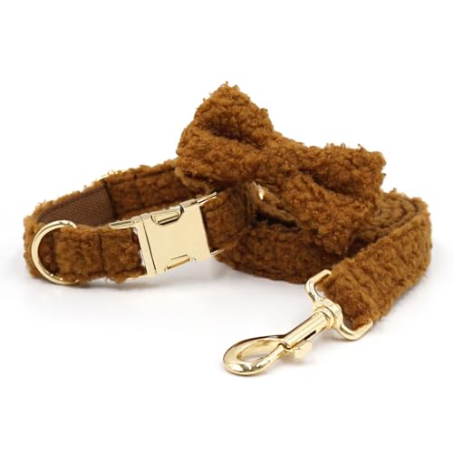 Halsband und Leine für mittelgroße Hunde, verstellbar, langlebig, Metallschnalle, mit Fliege, für Spaziergänge im Freien von UOSIA