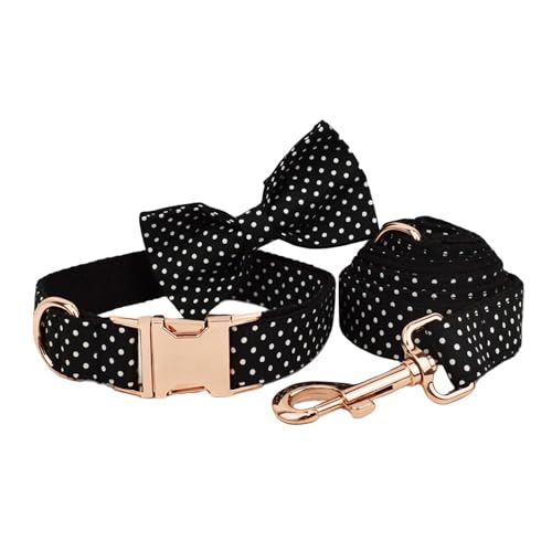 Polka Dot Hundehalsband mit Fliege und Leine, verstellbare Rose Gold Schnalle, Haustier Halsbänder und Leine Set von UOSIA