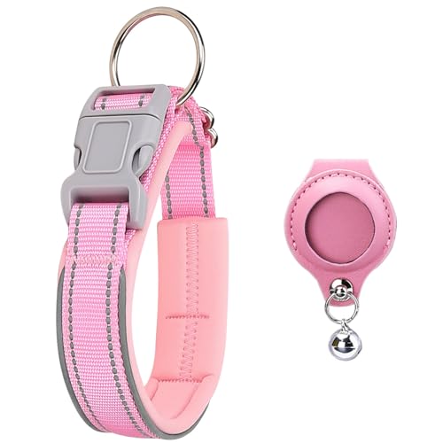 UOSIA Airtag Hundehalsband Mit Abnehmbarem Airtag Halter Weiches Gepolstertes Futter Reflektierendes Verstellbares Haustier Halsband Für Kleine Mittlere Große Hunde von UOSIA