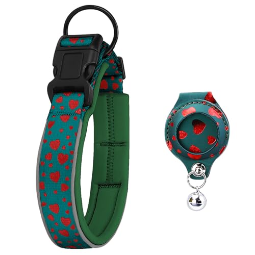 UOSIA Airtag Hundehalsband Mit Abnehmbarem Airtag Halter Weiches Gepolstertes Futter Reflektierendes Verstellbares Haustier Halsband Für Kleine Mittlere Große Hunde von UOSIA
