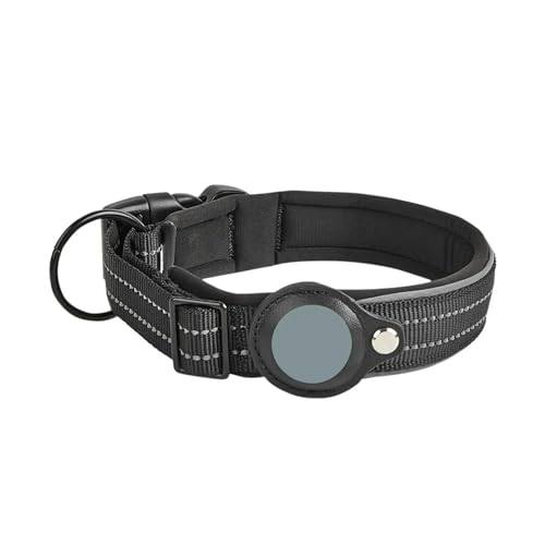 UOSIA Airtag Hundehalsband wasserdichte Nylon Air Tag Hundehalsband Halter Einstellbare Reflektierende Weiche Gepolsterte Für Große Mittlere Kleine Hunde von UOSIA