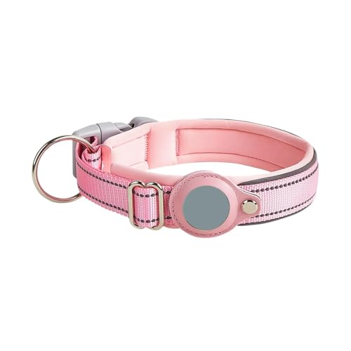 UOSIA Airtag Hundehalsband wasserdichte Nylon Air Tag Hundehalsband Halter Einstellbare Reflektierende Weiche Gepolsterte Für Große Mittlere Kleine Hunde von UOSIA