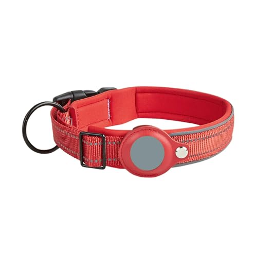 UOSIA Airtag Hundehalsband wasserdichte Nylon Air Tag Hundehalsband Halter Einstellbare Reflektierende Weiche Gepolsterte Für Große Mittlere Kleine Hunde von UOSIA