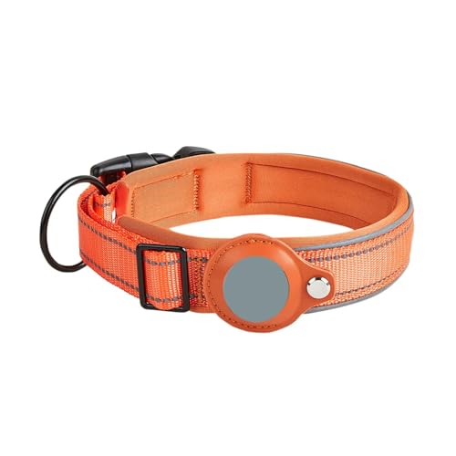 UOSIA Airtag Hundehalsband wasserdichte Nylon Air Tag Hundehalsband Halter Einstellbare Reflektierende Weiche Gepolsterte Für Große Mittlere Kleine Hunde von UOSIA