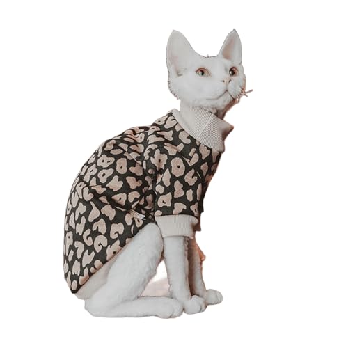 UOSIA Baumwolle Sphynx Haarlose Katzen Shirt Kaffee Leopard Langarm Katze Schildkröte Hals Haustier Kleidung Stretch Pullover Pyjamas Für Katzen Und Kleine Hunde UOSIA Baumwolle Sphynx Haarlose Katzen Shirt Kaffee Leopard Langarm Katze Schildkröte Hals Haustier Kleidung Stretch Pullover Pyjamas Für Katzen Und Kleine Hunde von UOSIA