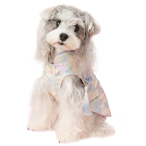 UOSIA Gesticktes Hundekleid für kleine Hunde, Mädchen, Welpen, Prinzessin, Kostüm, luxuriöser Hund, Cheongsam, Satin-Kleidung, niedliches Haustier, Weste, Rock, weiblich UOSIA Gesticktes Hundekleid für kleine Hunde, Mädchen, Welpen, Prinzessin, Kostüm, luxuriöser Hund, Cheongsam, Satin-Kleidung, niedliches Haustier, Weste, Rock, weiblich von UOSIA