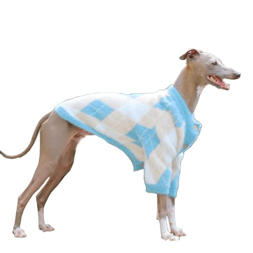 UOSIA Blau-weißer Warmer Pullover für italienische Windhunde Modischer Warmer Whippet-Fleece-Mantel mit Knöpfen für Zwei Beine Gemütlicher Pullover für mittelgroße Hunde für kaltes Wetter UOSIA Blau-weißer Warmer Pullover für italienische Windhunde Modischer Warmer Whippet-Fleece-Mantel mit Knöpfen für Zwei Beine Gemütlicher Pullover für mittelgroße Hunde für kaltes Wetter von UOSIA