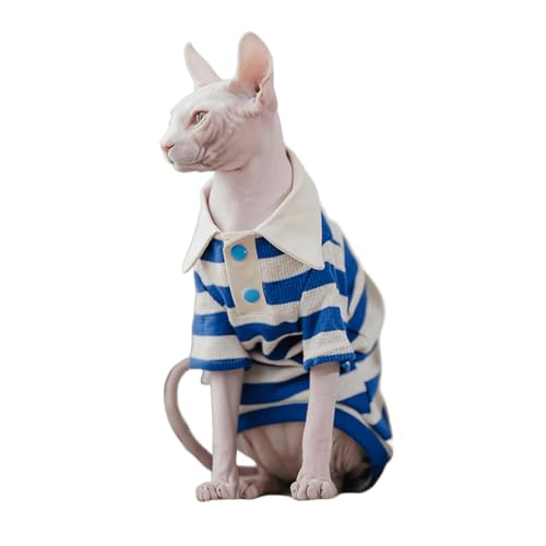 UOSIA Breite Streifen Sphynx Haarlose Katzen Shirt Baumwolle Haarlose Kätzchen Polo T-Shirt Mit Ärmeln Pullover Katze Pyjamas Für Sphynx Cornish Rex, Devon Rex UOSIA Breite Streifen Sphynx Haarlose Katzen Shirt Baumwolle Haarlose Kätzchen Polo T-Shirt Mit Ärmeln Pullover Katze Pyjamas Für Sphynx Cornish Rex, Devon Rex von UOSIA