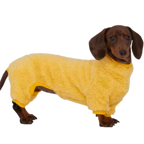UOSIA Dackel-Hund-Fleece-Jumpsuit Mode Rollkragenpullover 6-Beine Hunde Winter Warmer Pullover Mantel Dehnbarer Hund-Onesie Pyjama für Mini-Dackel von UOSIA