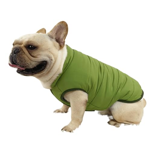 UOSIA Einfarbige, gepolsterte Weste für Hunde Bulldoggenjacke Fleecegefütterte warme Winterweste für Bulldoggen und Dicke Hunde Winddichte Jacke mit Druckknöpfen von UOSIA