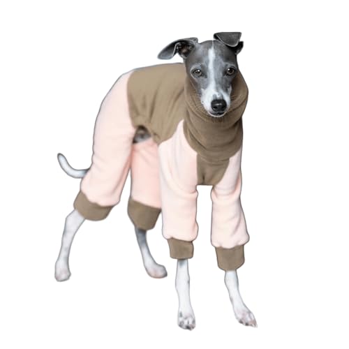 UOSIA Extra Warme Hundemantel Onesie Weiche Fleece Schildkröte Hals Greyhound Pyjamas PJS Für Kaltes Wetter 4 Beine Farbe Block Haustier Bodysuit Für Mittlere Große Hundekläder von UOSIA