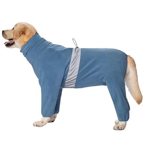 UOSIA Fleece-Hundepyjama-Body verstellbar für große Hunde Wintermantel weicher Fleece-Pullover-Pyjama mit reflektierendem Streifen kuschelige Rollkragen-Reißverschlussjacke von UOSIA