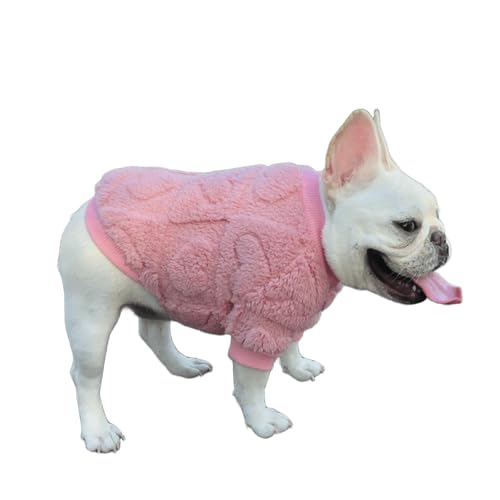 UOSIA Fleeceweste French Bulldog Pullover Herzform Warmer Hundepullover mit elastischen Bündchen Modischer einfarbiger Wintermantel für French Bulldog, Dackel von UOSIA
