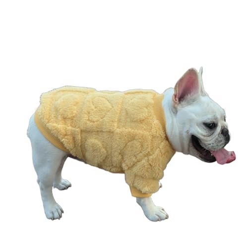 UOSIA Fleeceweste French Bulldog Pullover Herzform Warmer Hundepullover mit elastischen Bündchen Modischer einfarbiger Wintermantel für French Bulldog, Dackel von UOSIA