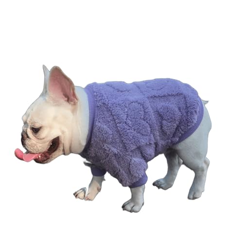 UOSIA Fleeceweste French Bulldog Pullover Herzform Warmer Hundepullover mit elastischen Bündchen Modischer einfarbiger Wintermantel für French Bulldog, Dackel von UOSIA