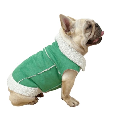 UOSIA Französische Bulldogge Shearling Fleece Warmer Mantel Modische Revers Plüsch Hund Winterjacke Helle Farbe Snaps Verschluss Hundejacke von UOSIA