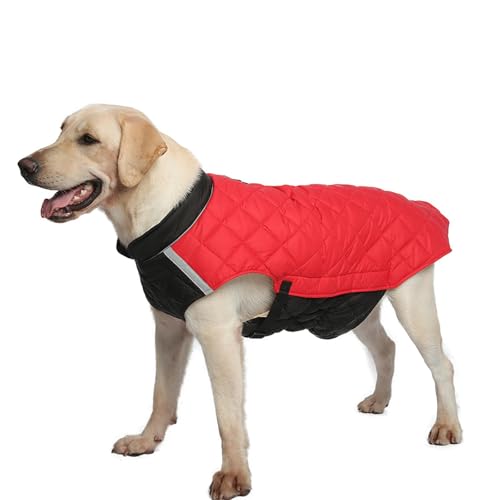UOSIA Große Hunde Pufferjacke Warme, wattierte Hundeweste für kaltes Wetter mit D-Ringen Reflektierende, verstellbare Schnee-Jacke für mittelgroße bis große Hunde von UOSIA