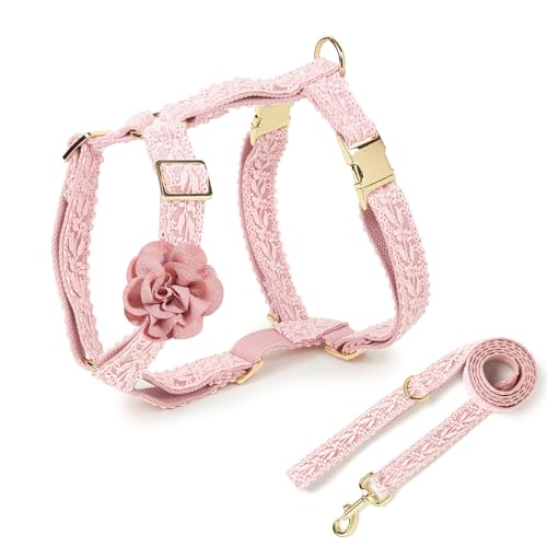 UOSIA Großes Hundegeschirr und Leine Set, verstellbar, kein Ziehen, Halter, mit Blume und Metallschnalle, einfache Steuerung für Training und Spaziergang, rosa,L UOSIA Großes Hundegeschirr und Leine Set, verstellbar, kein Ziehen, Halter, mit Blume und Metallschnalle, einfache Steuerung für Training und Spaziergang, rosa,L von UOSIA