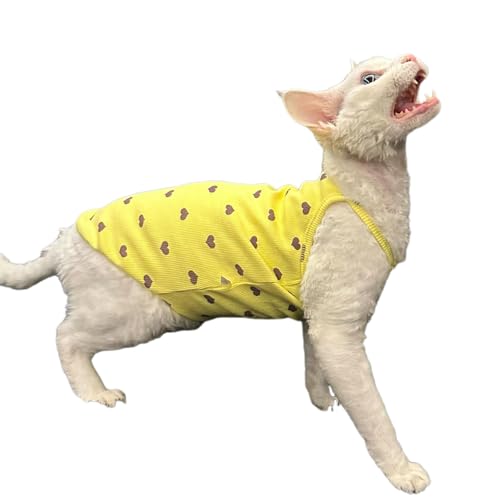 UOSIA Herz Muster Sphynx Haarlose Katzen Shirt, Gelbe Kätzchen T-Shirts Ärmellos, Atmungsaktive Dehnbare Sommerweste Für Sphynx, Devon Katze Kleidung UOSIA Herz Muster Sphynx Haarlose Katzen Shirt, Gelbe Kätzchen T-Shirts Ärmellos, Atmungsaktive Dehnbare Sommerweste Für Sphynx, Devon Katze Kleidung von UOSIA