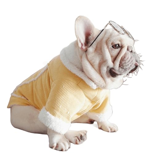 UOSIA Hund Fleece Gefüttert Mantel Warm Französisch Bulldog Corduroy Zweibeinige Kleidung Mode Lapel Snaps Schließung Hund Wintermantel Für Kleine Hunde Junge Mädchen von UOSIA