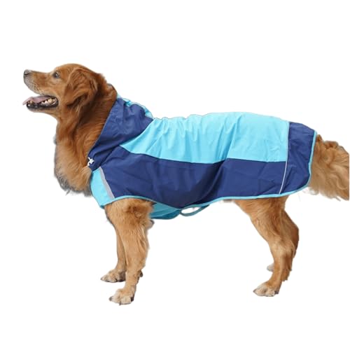 UOSIA Hund Regenmantel Mit Kapuze Für Mittlere Große Hunde Verstellbare Haustier Regenjacke Mit Leine Loch/Reflektierenden Streifen Casual Leichte Hundejacke Für Regnerische Spaziergänge von UOSIA