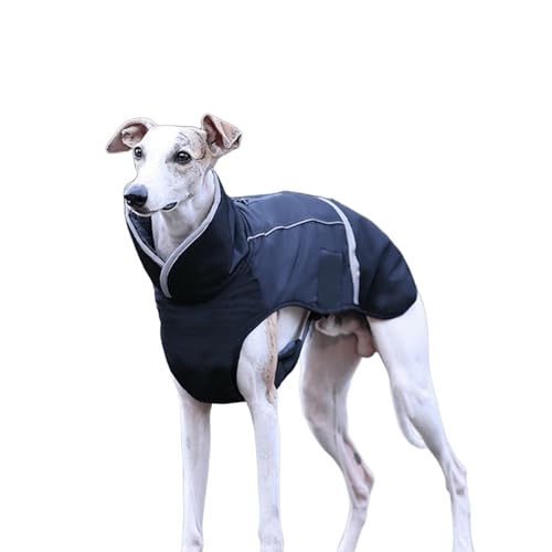 UOSIA Hund Wintermantel Mit Fleece Futter Winddichte Schildkröte Hals Kaltes Wetter Mäntel Für Italienische Greyhound Whippets, Verstellbare Quick-Release-Schnalle Für Mittlere/Große Hunde von UOSIA