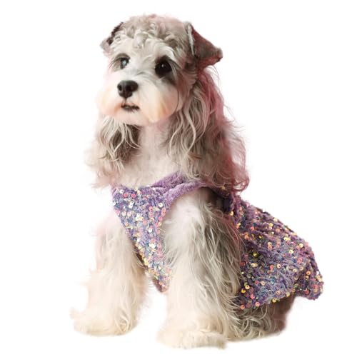 UOSIA Hunde-Geburtstagskleid, Hunde-Tutu-Rock, Party-Hundekleidung, Welpenkleid, glitzerndes Pailletten-Mädchen-Hunde-Prinzessinnenkleid für kleine Hunde und Katzen UOSIA Hunde-Geburtstagskleid, Hunde-Tutu-Rock, Party-Hundekleidung, Welpenkleid, glitzerndes Pailletten-Mädchen-Hunde-Prinzessinnenkleid für kleine Hunde und Katzen von UOSIA