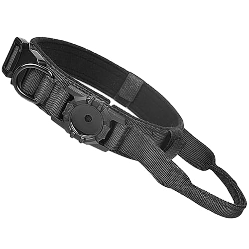 UOSIA Hunde Kragen Mit Airtag Halter Verstellbarer Nylon Air Tag Haustier Kragen Mit Kontrollgriff Und Schnellfreisetzung Schwermetall Schnalle Für Mittlere Große Hunde von UOSIA