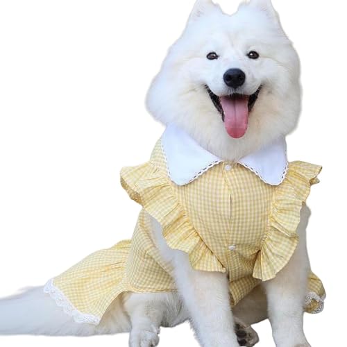 UOSIA Hunde-Prinzessinnenkleid für große Hunde und Mädchen, Baumwolle, niedliches Karomuster, mittelgroße Hunde, Geburtstags-Outfit, Kleidung, modisch, süßes Haustierkleid für Party, Urlaub (Gelb, UOSIA Hunde-Prinzessinnenkleid für große Hunde und Mädchen, Baumwolle, niedliches Karomuster, mittelgroße Hunde, Geburtstags-Outfit, Kleidung, modisch, süßes Haustierkleid für Party, Urlaub (Gelb, von UOSIA