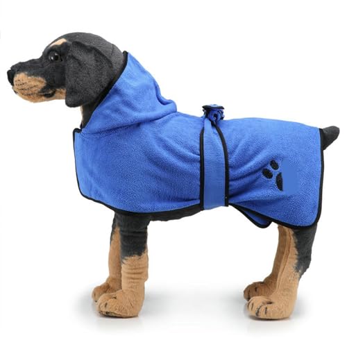 UOSIA Hundebademantel Handtuch Trockenmantel Saugfähiges Kapuzenhandtuch für Welpen, Hunde und Katzen Gemütlicher, schnell trocknender Mantel mit Taillenband und Tasche von UOSIA