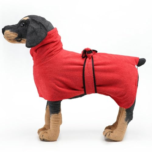 UOSIA Hundebademantel Handtuch Trockenmantel Saugfähiges Kapuzenhandtuch für Welpen, Hunde und Katzen Gemütlicher, schnell trocknender Mantel mit Taillenband und Tasche von UOSIA