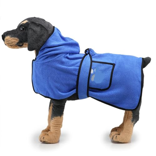 UOSIA Hundebademantel Handtuch Trockenmantel Saugfähiges Kapuzenhandtuch für Welpen, Hunde und Katzen Gemütlicher, schnell trocknender Mantel mit Taillenband und Tasche von UOSIA