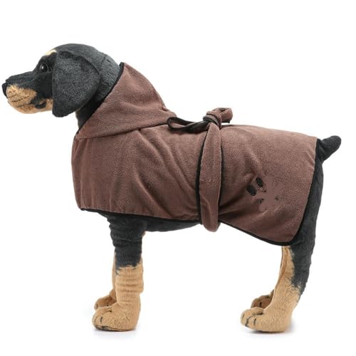 UOSIA Hundebademantel Handtuch Trockenmantel Saugfähiges Kapuzenhandtuch für Welpen, Hunde und Katzen Gemütlicher, schnell trocknender Mantel mit Taillenband und Tasche von UOSIA