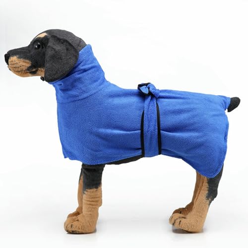 UOSIA Hundebademantel Handtuch Trockenmantel Saugfähiges Kapuzenhandtuch für Welpen, Hunde und Katzen Gemütlicher, schnell trocknender Mantel mit Taillenband und Tasche von UOSIA