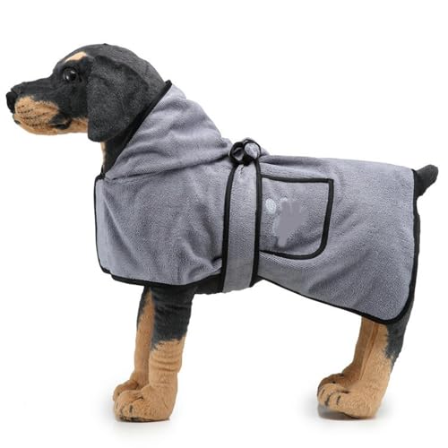 UOSIA Hundebademantel Handtuch Trockenmantel Saugfähiges Kapuzenhandtuch für Welpen, Hunde und Katzen Gemütlicher, schnell trocknender Mantel mit Taillenband und Tasche von UOSIA