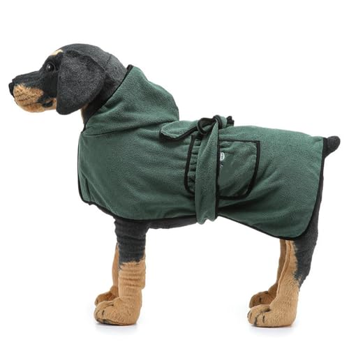 UOSIA Hundebademantel Handtuch Trockenmantel Saugfähiges Kapuzenhandtuch für Welpen, Hunde und Katzen Gemütlicher, schnell trocknender Mantel mit Taillenband und Tasche von UOSIA