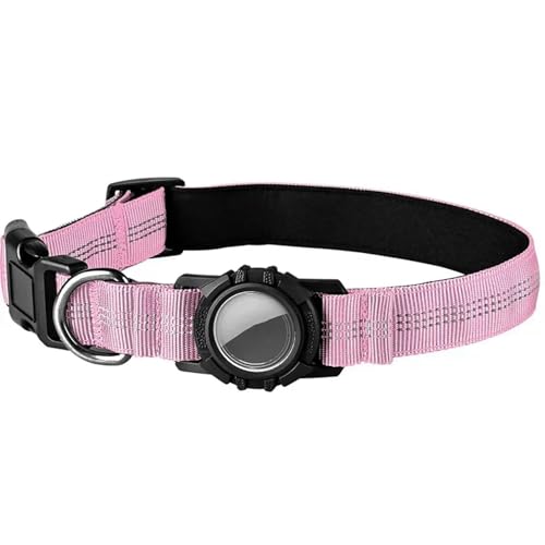 UOSIA Hundehalsband Mit Wasserdichtem Luftttag-Halter Einstellbarer Nylonhundkragen Mit Haltbarem Metall-D-Ring Für Mittelgroße Große Hunde von UOSIA