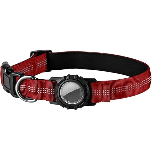 UOSIA Hundehalsband Mit Wasserdichtem Luftttag-Halter Einstellbarer Nylonhundkragen Mit Haltbarem Metall-D-Ring Für Mittelgroße Große Hunde von UOSIA