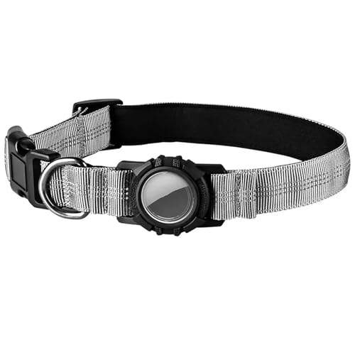 UOSIA Hundehalsband Mit Wasserdichtem Luftttag-Halter Einstellbarer Nylonhundkragen Mit Haltbarem Metall-D-Ring Für Mittelgroße Große Hunde von UOSIA