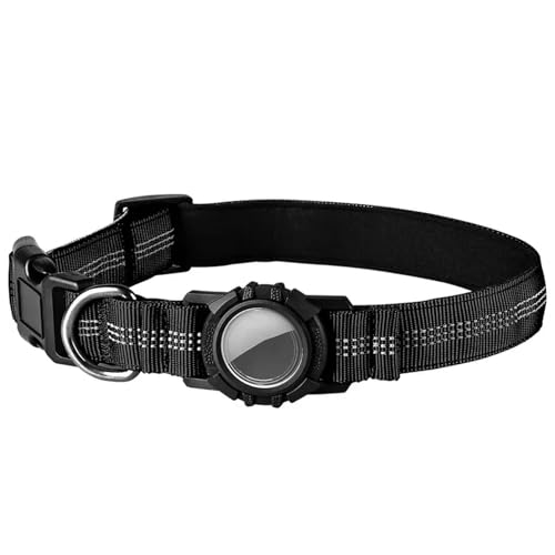 UOSIA Hundehalsband Mit Wasserdichtem Luftttag-Halter Einstellbarer Nylonhundkragen Mit Haltbarem Metall-D-Ring Für Mittelgroße Große Hunde von UOSIA