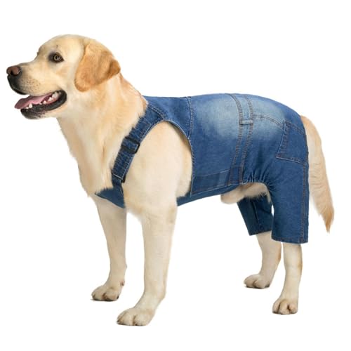 UOSIA Hundejeans Jumpsuit für große Hunde Denim Hundejacke Overalls mit verstellbarem Riemen weiche Bequeme Haustierkleidung UOSIA Hundejeans Jumpsuit für große Hunde Denim Hundejacke Overalls mit verstellbarem Riemen weiche Bequeme Haustierkleidung von UOSIA