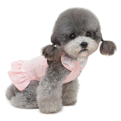 UOSIA Hundekleid, Kariertes Mädchen-Hundekleid für kleine Hunde, süßes Katzenkleid mit Fliege und Spitze, süßes Welpen-Prinzessinnenkleid, Frühlings-Sommer-Hunderöcke UOSIA Hundekleid, Kariertes Mädchen-Hundekleid für kleine Hunde, süßes Katzenkleid mit Fliege und Spitze, süßes Welpen-Prinzessinnenkleid, Frühlings-Sommer-Hunderöcke von UOSIA