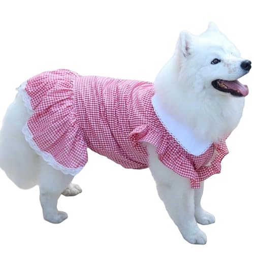 UOSIA Hundekleid für große Hunde und Mädchen, Spitze, niedlich, dünn, klassisch, kariert, atmungsaktiv, Haustier-Geburtstagskleid für mittelgroße Hunde, Outdoor-Spaziergänge, Bekleidung (Rot, 3XL) UOSIA Hundekleid für große Hunde und Mädchen, Spitze, niedlich, dünn, klassisch, kariert, atmungsaktiv, Haustier-Geburtstagskleid für mittelgroße Hunde, Outdoor-Spaziergänge, Bekleidung (Rot, 3XL) von UOSIA