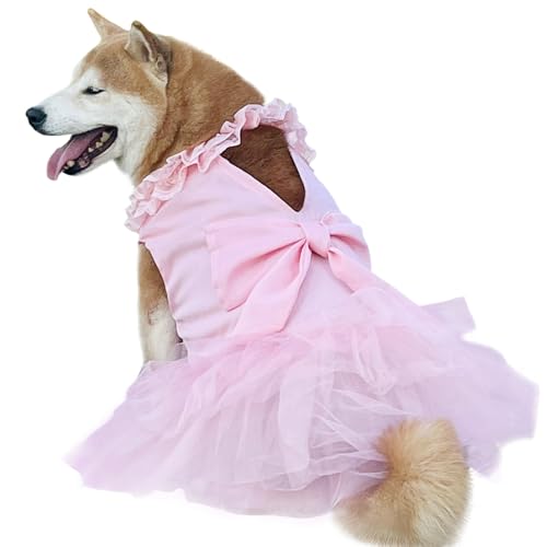 UOSIA Hundekleider für große Hunde Luxus Hundehochzeitskleid für Mädchen Schöne Schleife Hundebraut Kostüm Mittelgroße Hunde Prinzessin Rock für Sommer, Party, Geburtstag Hundekleid von UOSIA