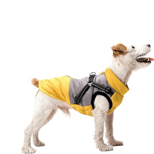 UOSIA Hundemantel mit Geschirr Winter wasserdichte Daunenweste Hundejacke Modischer Mantel für kaltes Wetter mit Reißverschluss Farbige Patchwork-Welpenjacke UOSIA Hundemantel mit Geschirr Winter wasserdichte Daunenweste Hundejacke Modischer Mantel für kaltes Wetter mit Reißverschluss Farbige Patchwork-Welpenjacke von UOSIA