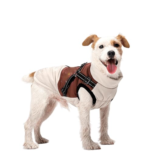 UOSIA Hundemantel mit Geschirr Winter wasserdichte Daunenweste Hundejacke Modischer Mantel für kaltes Wetter mit Reißverschluss Farbige Patchwork-Welpenjacke UOSIA Hundemantel mit Geschirr Winter wasserdichte Daunenweste Hundejacke Modischer Mantel für kaltes Wetter mit Reißverschluss Farbige Patchwork-Welpenjacke von UOSIA