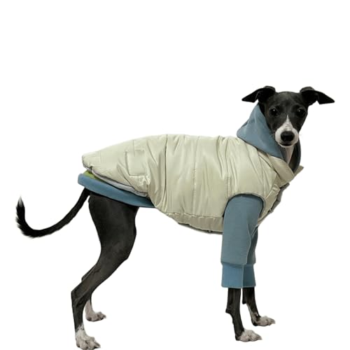 UOSIA Italienische Windhund-Daunenjacke Modische Rollkragen-Whippet-Weste mit Knöpfen Winddichte, leichte Jacke für mittelgroße bis große Hunde von UOSIA